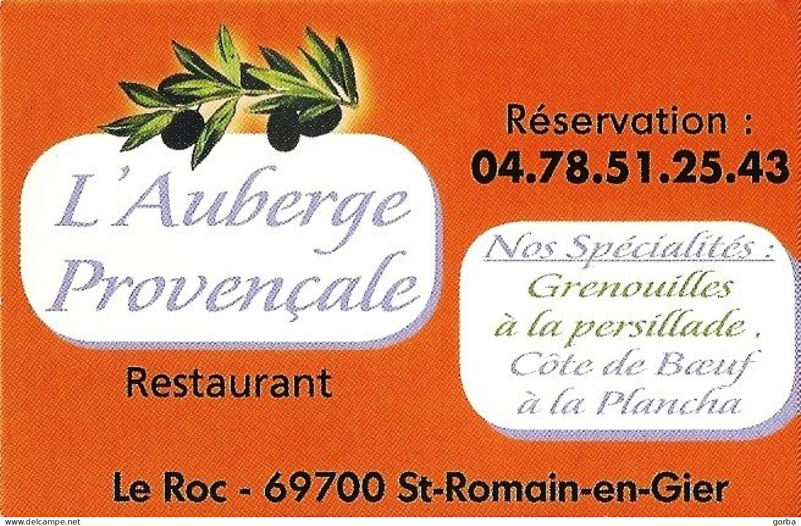 *Lot De 3 Cartes Visites  Hôtel Restaurant - Auberge Provençale à St Romain En Gier (69) - Cartoncini Da Visita