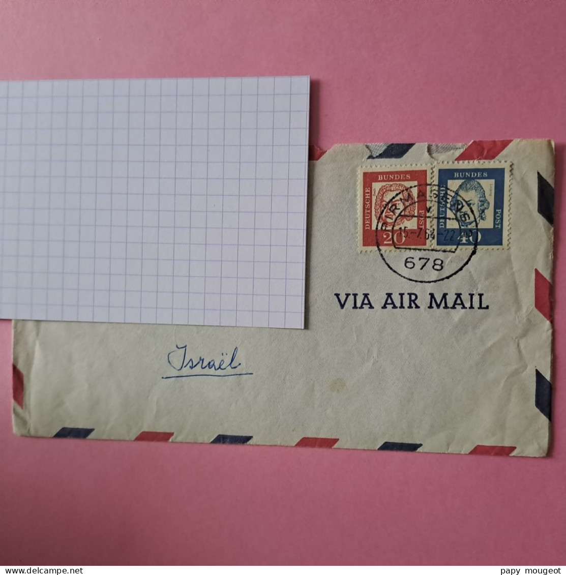 Lettre Par Avion De Pirmasens Pour Israël - 15-07-1964 (état) - Storia Postale