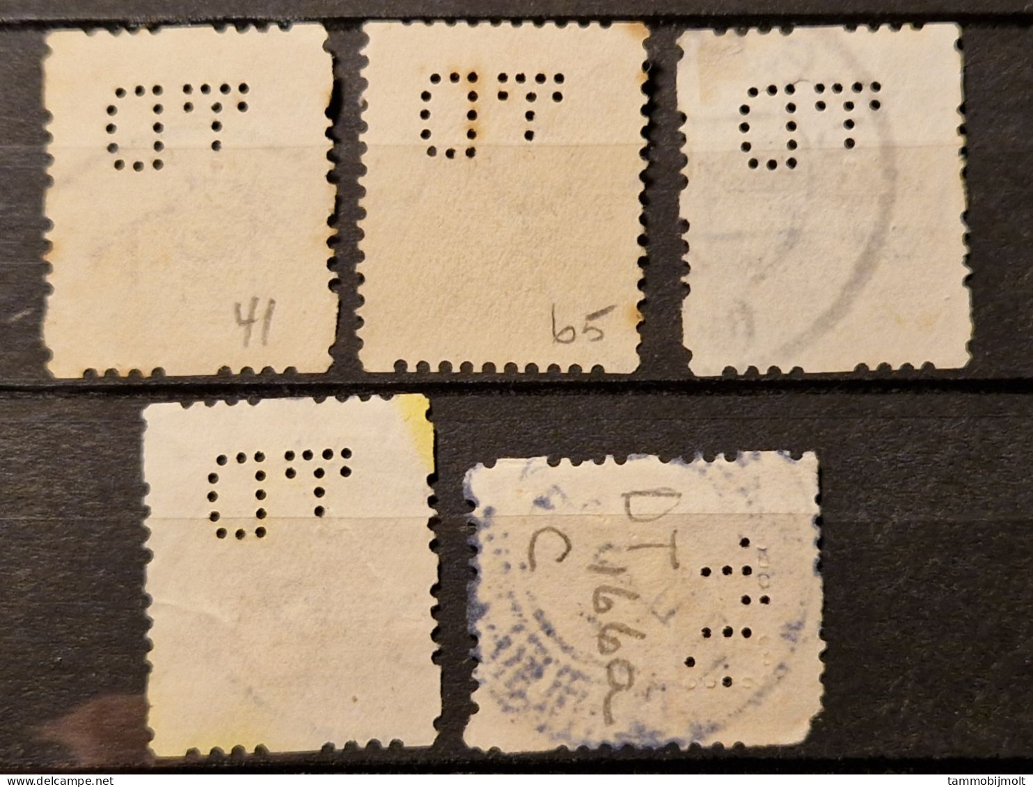 Netherlands, Nederland; Roltanding; POKO Perfins; 5 Different Stamps TD - Zonder Classificatie