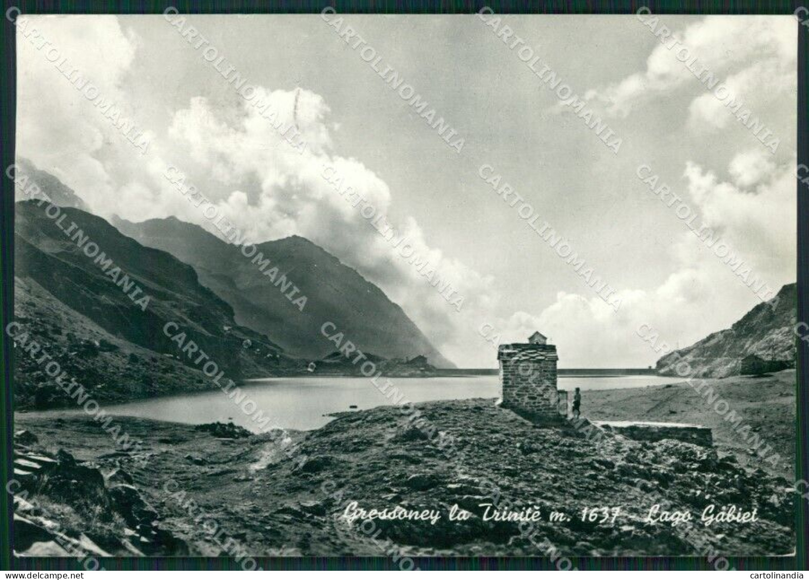 Aosta Gressoney La Trinitè Lago Gabiet PIEGA Foto FG Cartolina KB1579 - Aosta