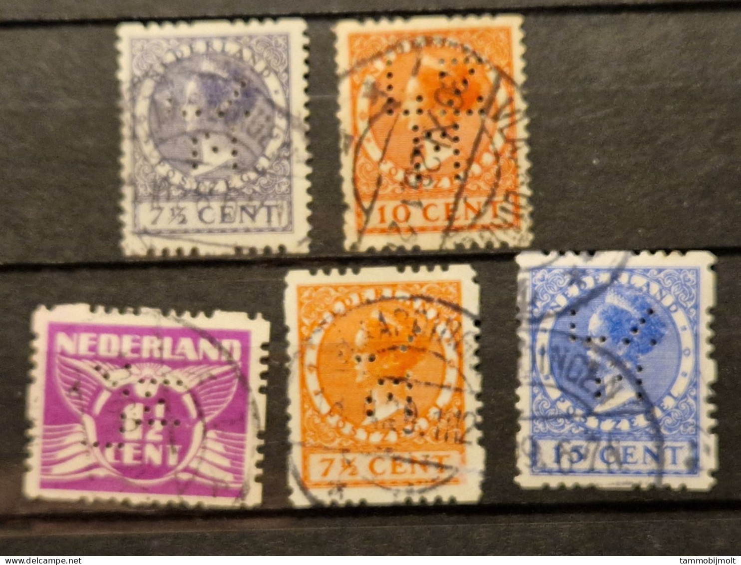 Netherlands, Nederland; Roltanding; POKO Perfins LZM; 5 Different Stamps - Zonder Classificatie