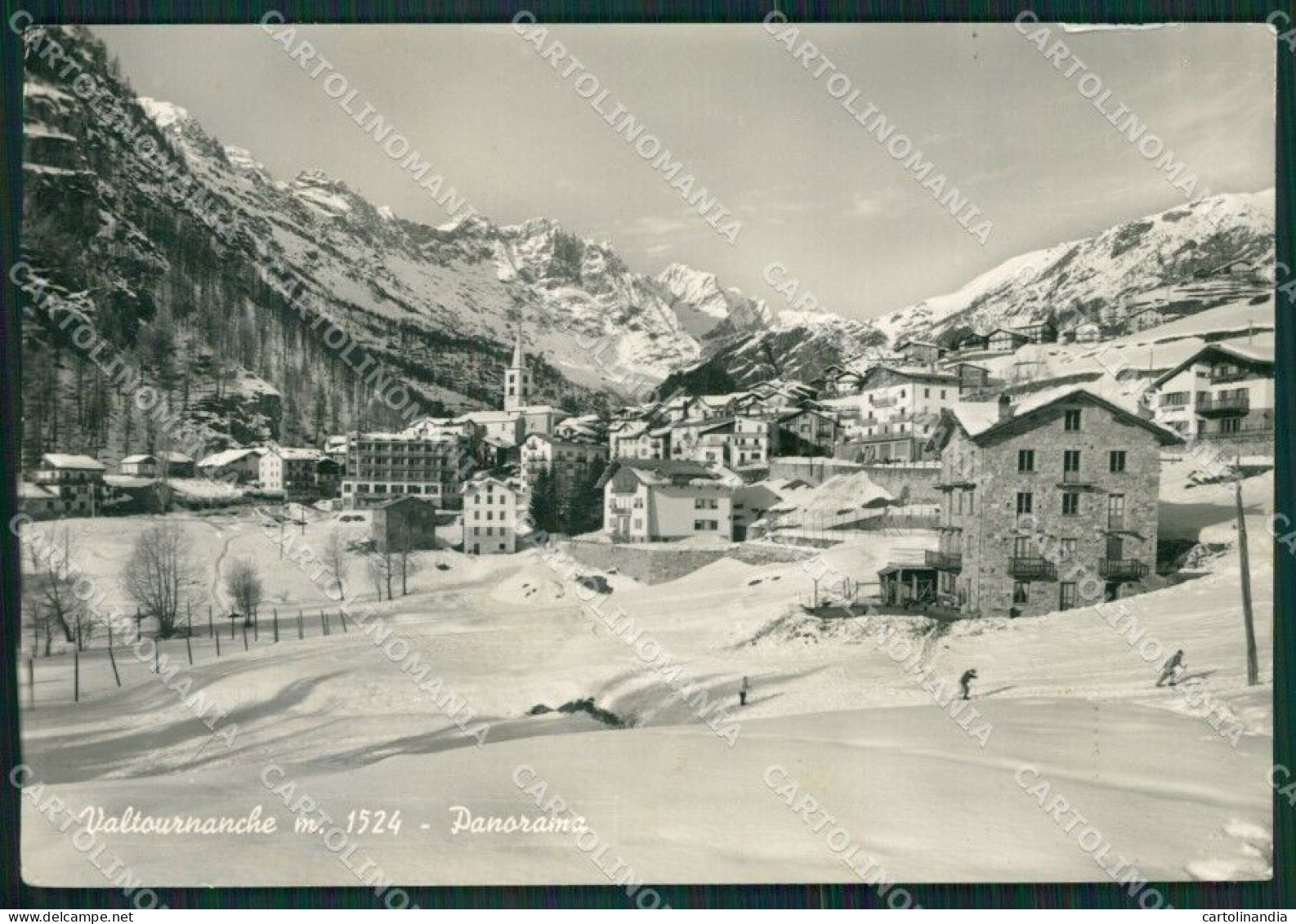 Aosta Valtournanche Nevicata Sci PIEGHINE Foto FG Cartolina KB1679 - Aosta