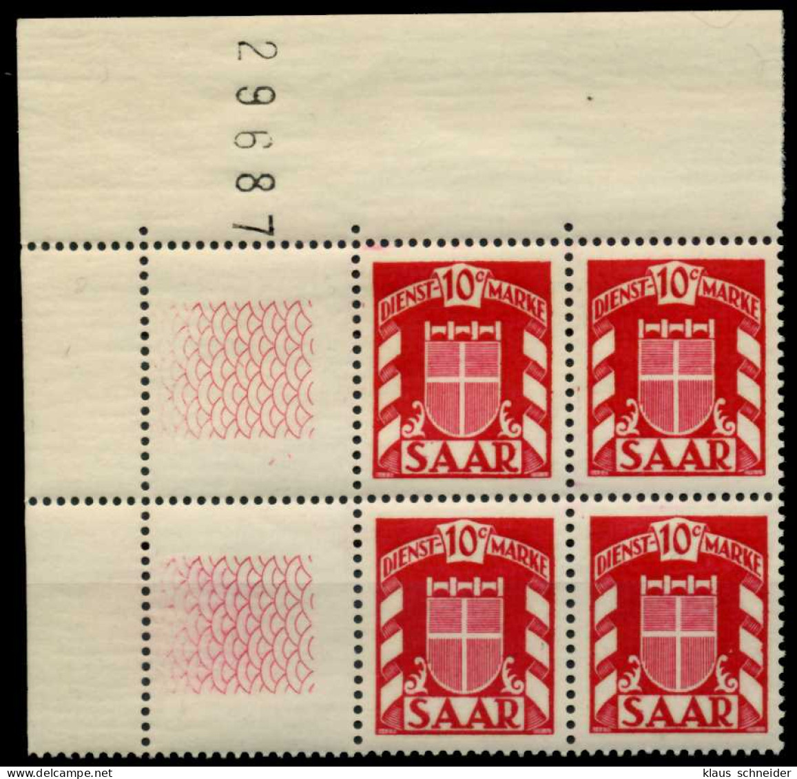 SAAR DIENSTMARKEN Nr 33Ll Postfrisch VIERERBLOCK X7C7966 - Unused Stamps