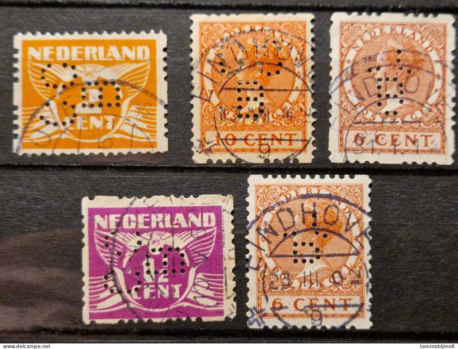 Netherlands, Nederland; Roltanding; POKO Perfins CCB; 5 Different Stamps - Ohne Zuordnung