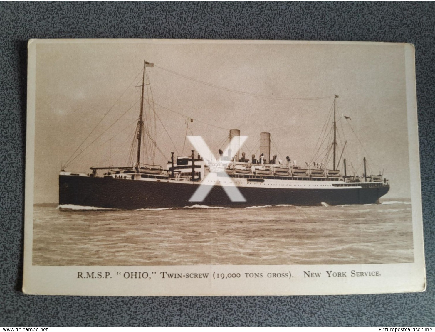 ROYAL MAIL STEAM PACKET OHIO OLD B/W POSTCARD STEAMER SHIPPING NEW YORK SERVICE RMSP AGENT HOSPITAL STREET PERTH - Steamers