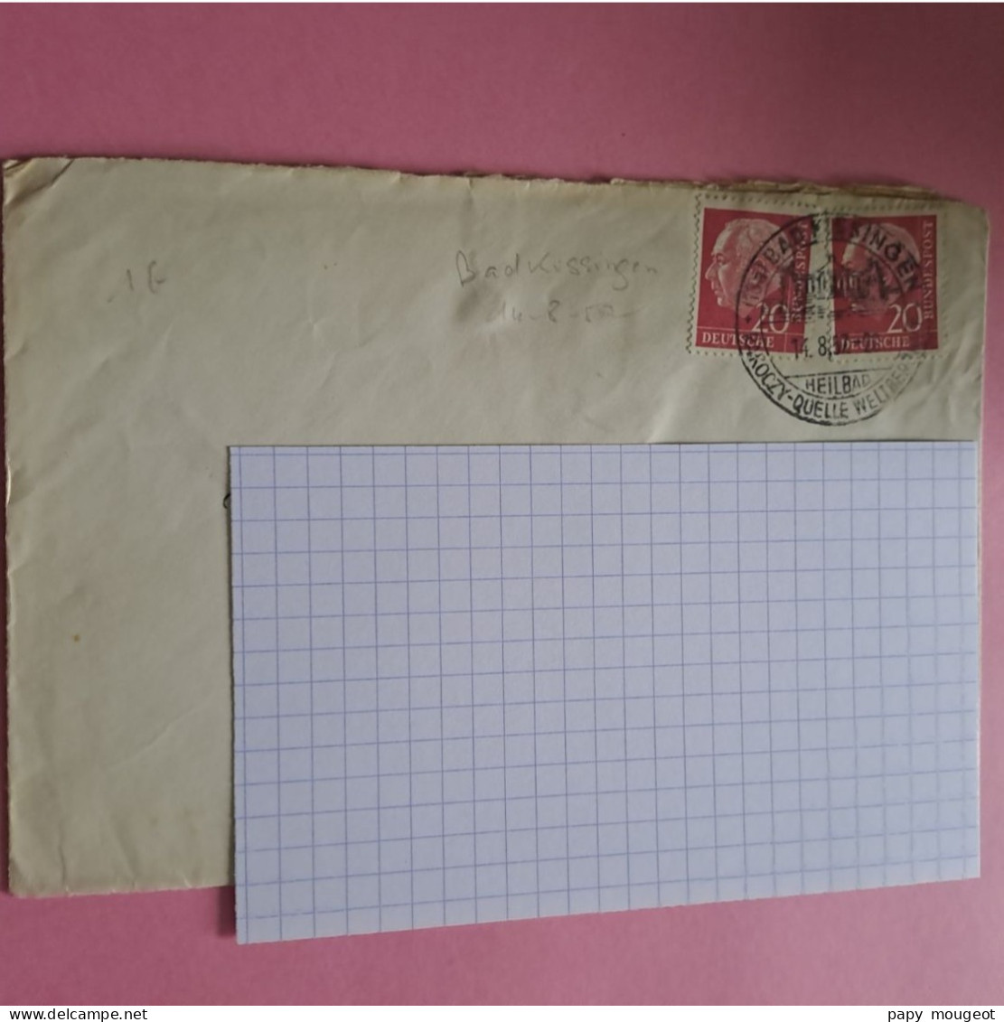 Cachet Manuel Illustré Bad Kinssingen 14-08-1957 - Lettres & Documents