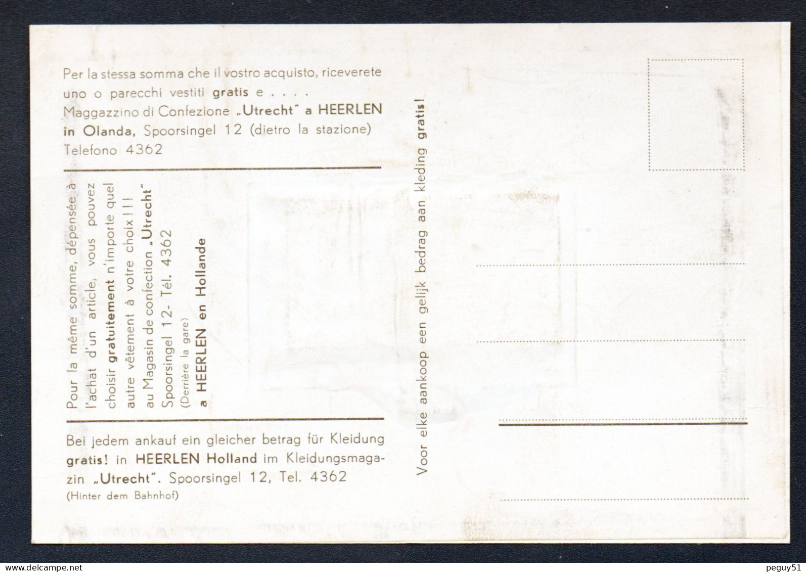 Heerlen. Kleidungsmagazin Utrecht, Spoorsingel 12 ( Hinter Dem Bahnhof). Carte à Système. Voir Liste Adresses - Heerlen