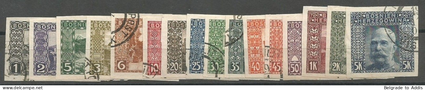 Bosnia Bosnien K.u.K. Austria Hungary Mi.29U/44U Complete Set IMPERFORATED Used 1906 - Bosnia And Herzegovina