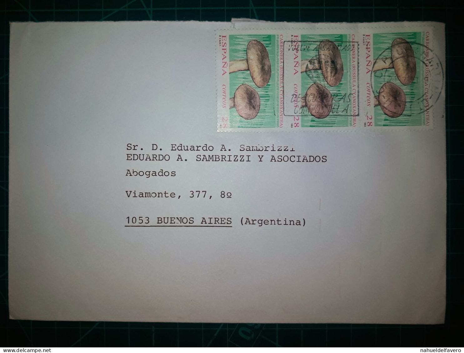 ESPAGNE : Enveloppe Distribuée à Buenos Aires, Argentine En 1983. Cachet Spécial "Retour à Saint-Jacques De Compostelle" - Usados