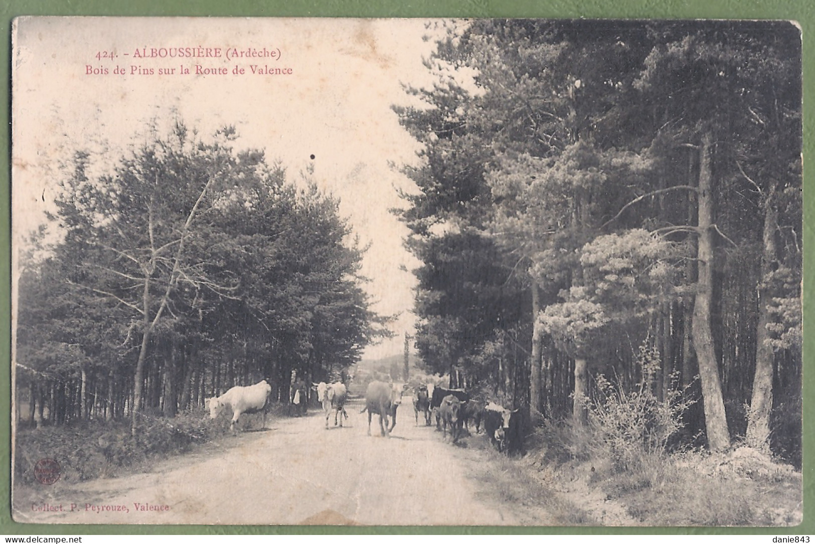 CPA - ARDECHE - ALBOUSSIERE - BOIS DE PINS SUR LAROUTE DE VALENCE - Animation, Troupeau De Vâches - Autres & Non Classés