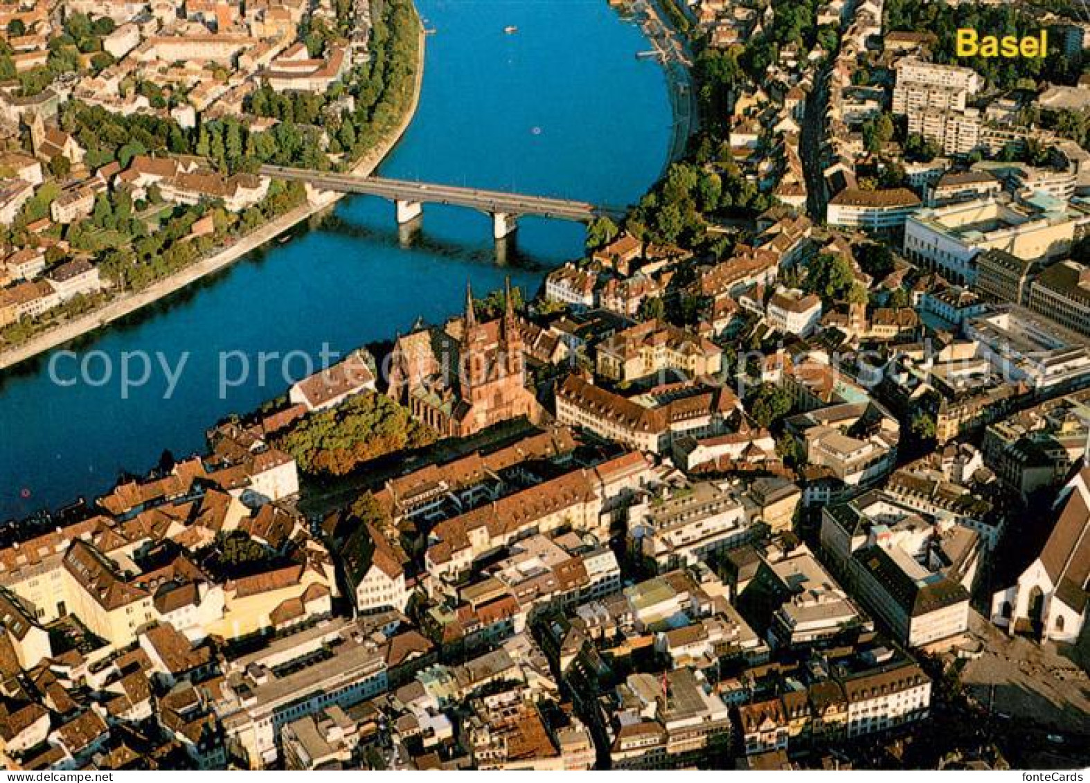 13744972 Basel BS Fliegeraufnahme Mit Rhein Und Muenster Basel BS - Sonstige & Ohne Zuordnung