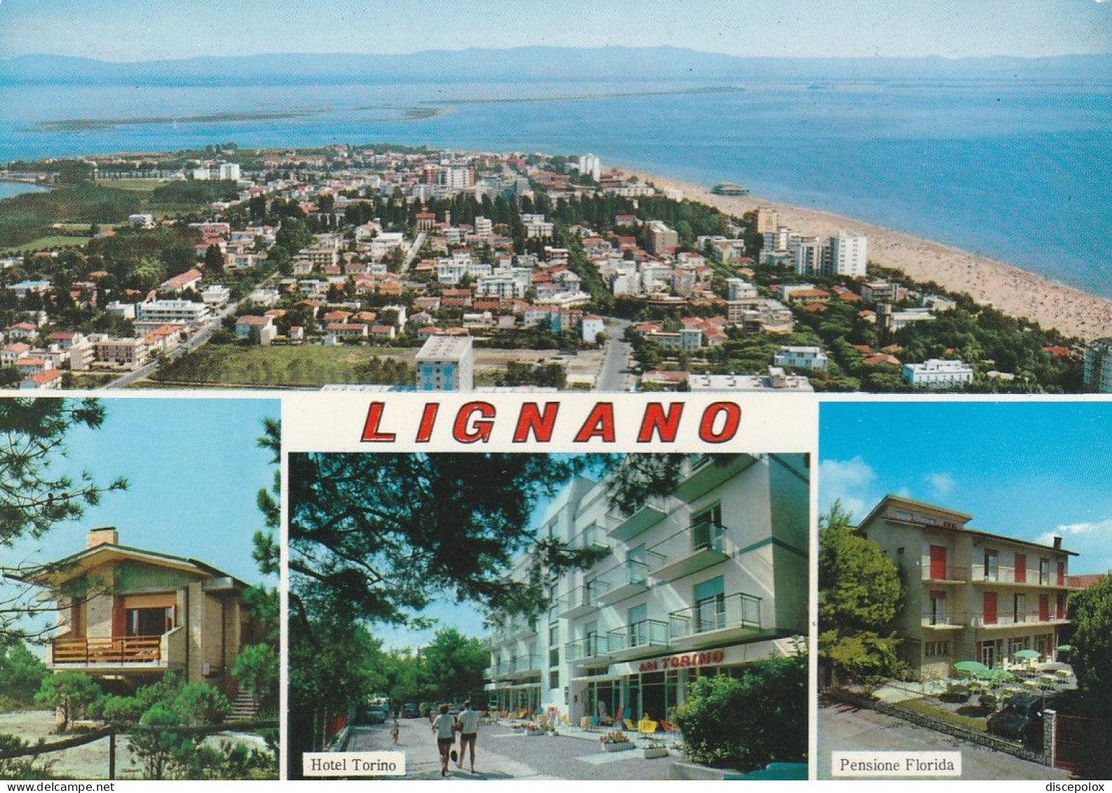 AD65 Lignano Sabbiadoro (Udine) - Hotel Torino - Pensione Florida - Panorama Vedute Multipla / Non Viaggiata - Sonstige & Ohne Zuordnung