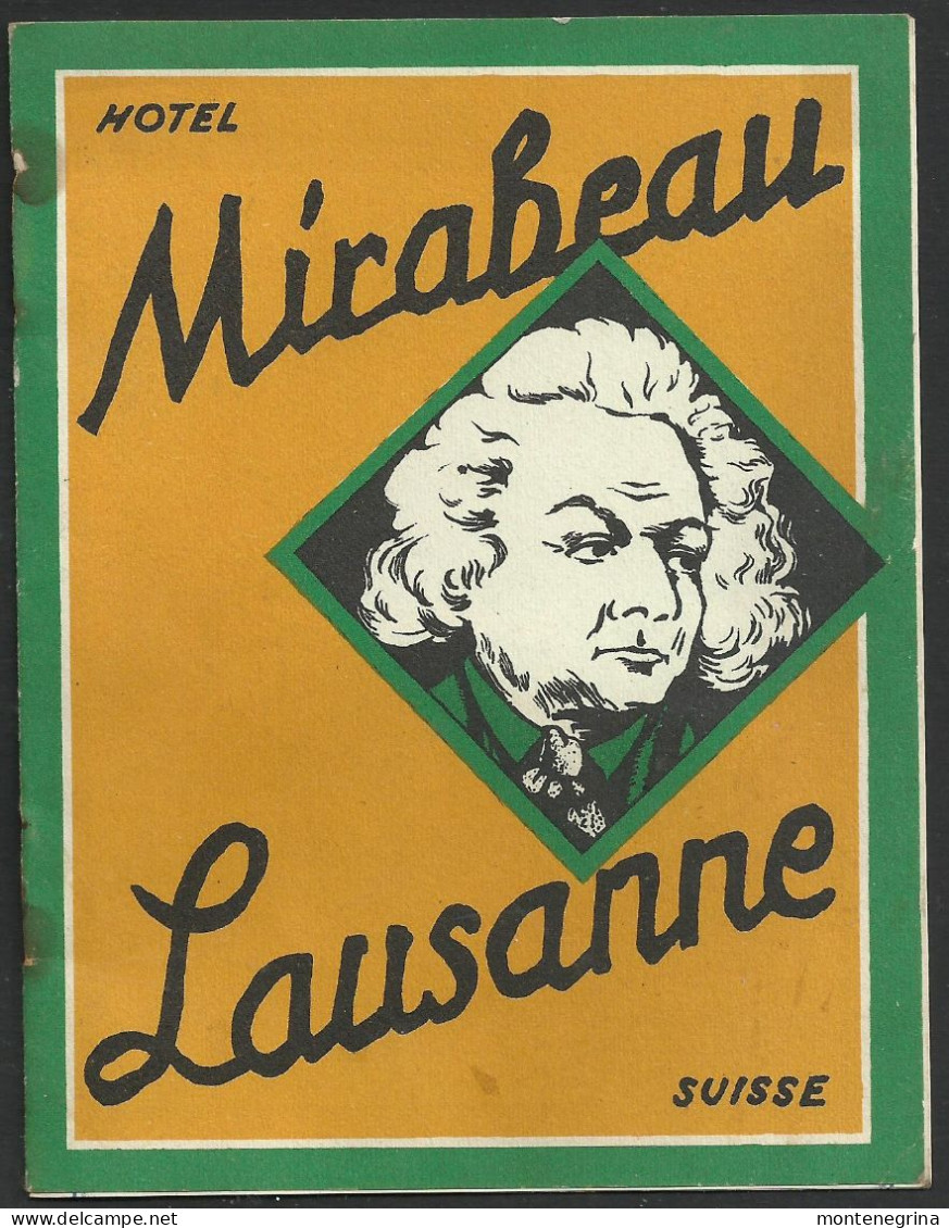 Switzerland - LAUSANNE - Hotel MIRABEAU - Brochure, Advertising Flyer - 10,5 X 14 Cm (see Sales Conditions) 010097 - Lausanne