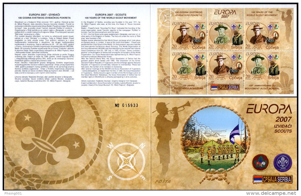 Serbia 2007 Europa CEPT Scouts Scouting Pfadfinder Robert Baden-Powell Milos Popovic, Booklet MNH - Serbien