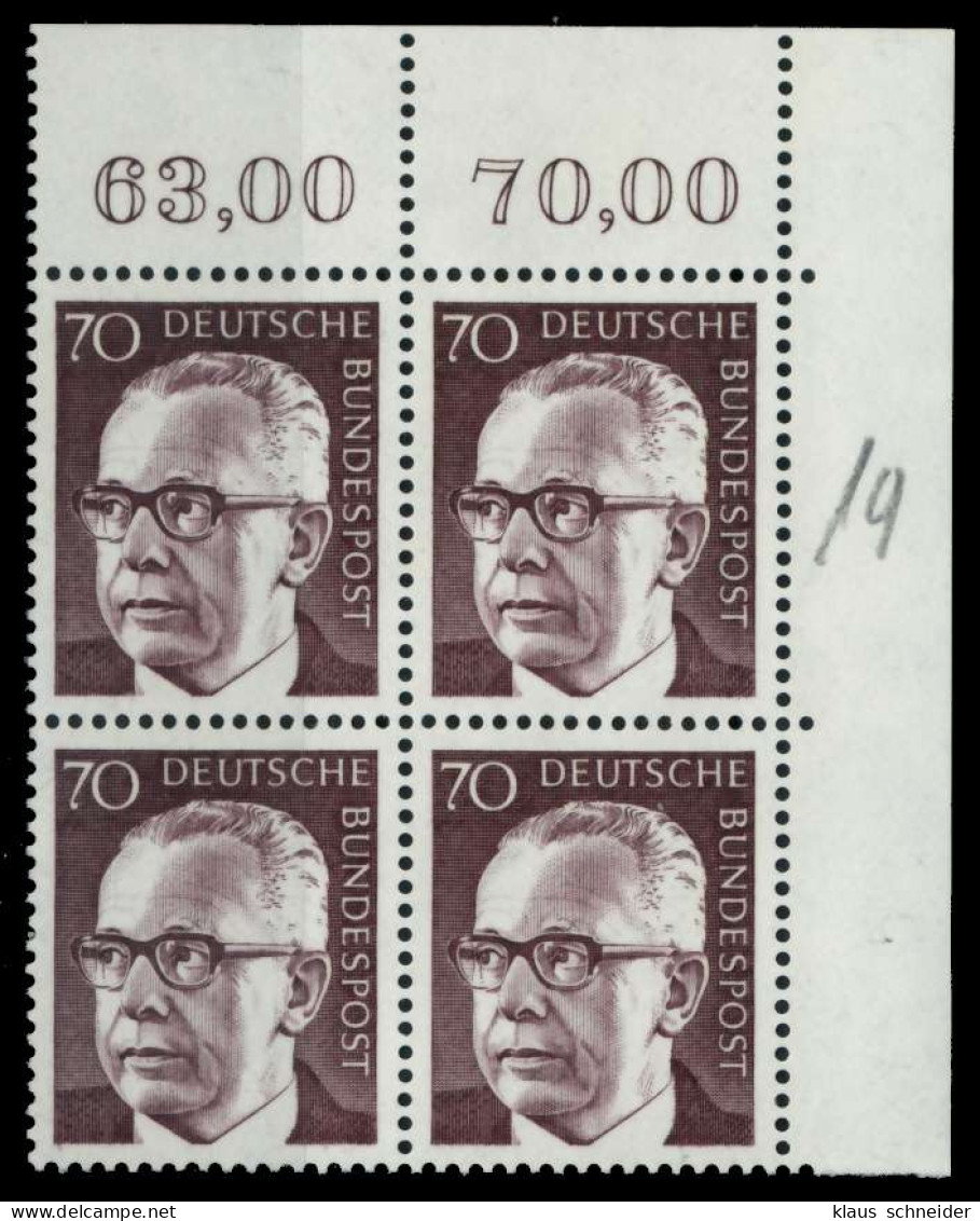 BRD DS HEINEM Nr 641 Postfrisch VIERERBLOCK ECKE-ORE X74B716 - Unused Stamps