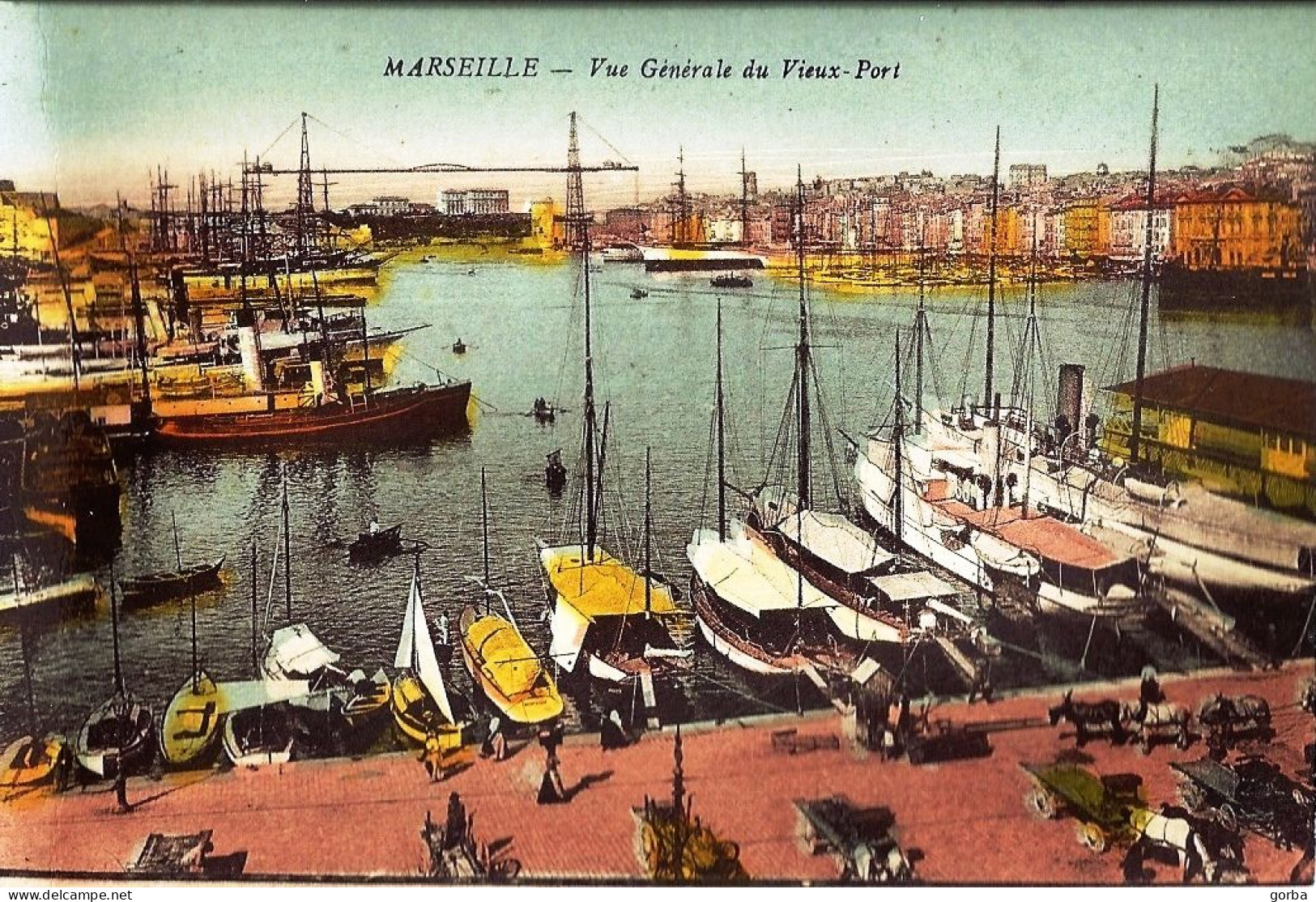*CPA  - 13 - MARSEILLE - Vue Générale Du Vieux Port - Animée - Colorisée - Old Port, Saint Victor, Le Panier
