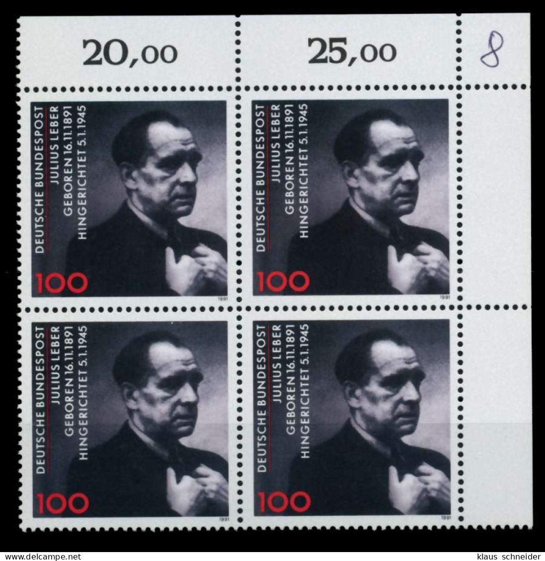 BRD 1991 Nr 1574 Postfrisch VIERERBLOCK ECKE-ORE X76CECA - Unused Stamps