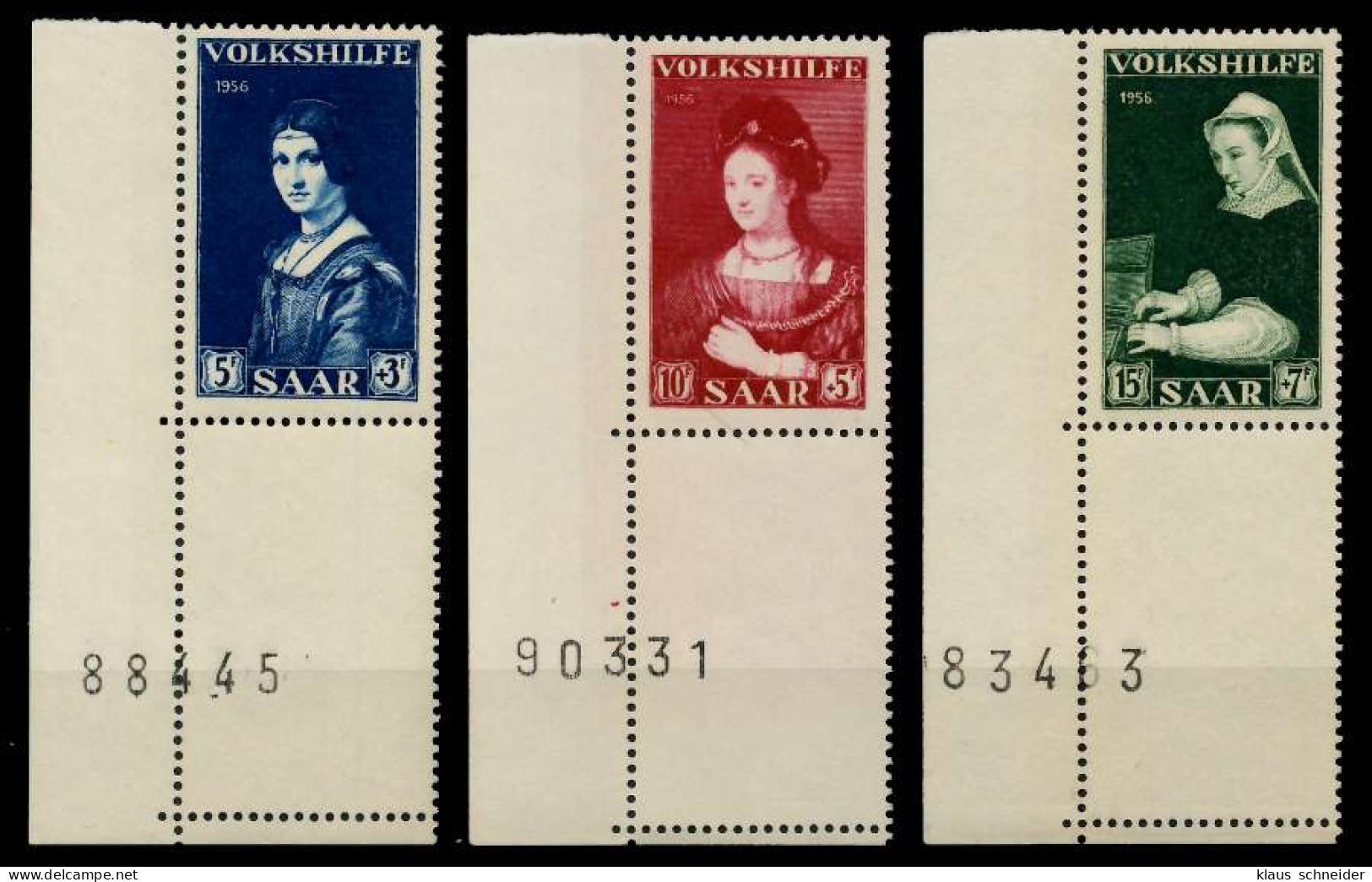 SAARLAND 1956 Nr 376L-378L Postfrisch ECKE-ULI X7998C2 - Unused Stamps