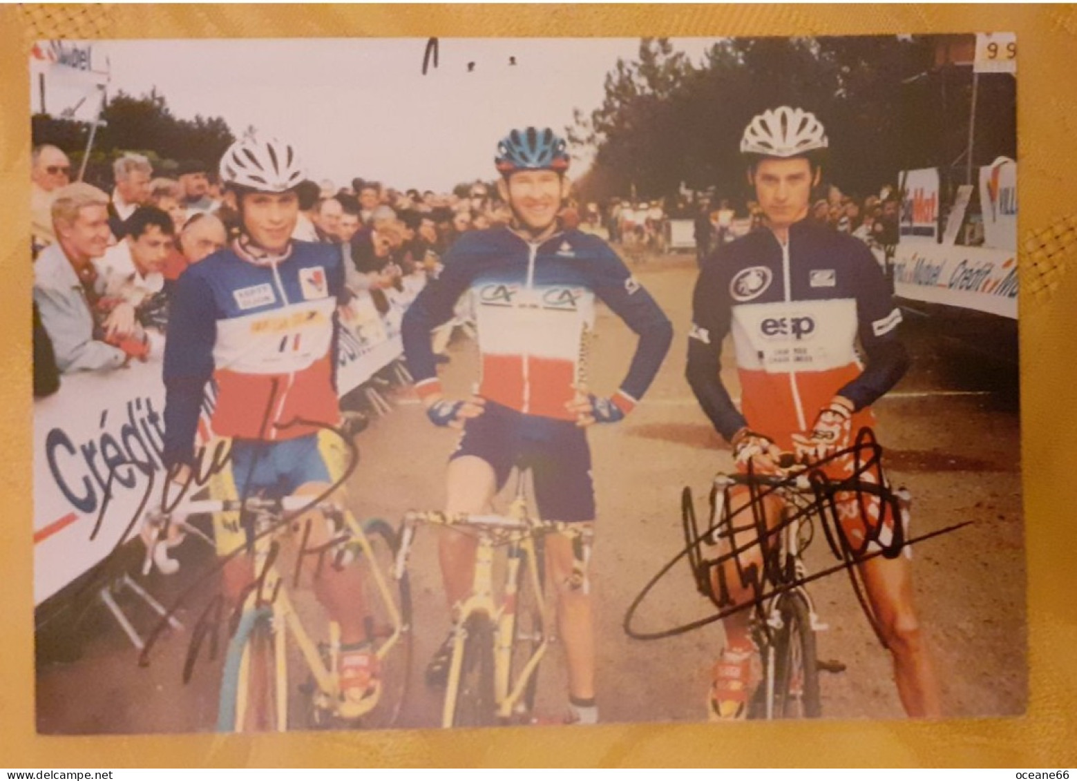 Autographes David Derepas Et Christophe Morel Avec François Simon Champions De France - Cycling