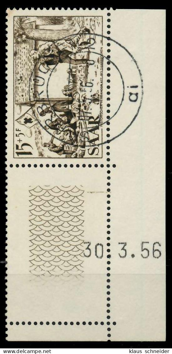 SAARLAND 1956 Nr 370Br Zentrisch Gestempelt ECKE-URE X79DBB2 - Oblitérés