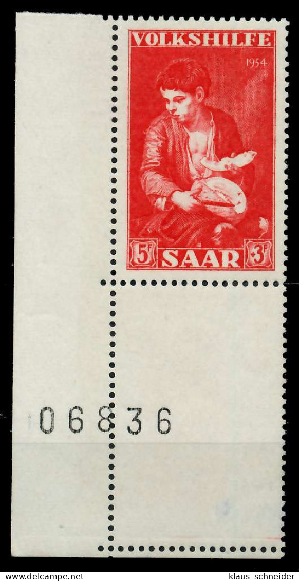 SAARLAND 1954 Nr 354L Postfrisch ECKE-ULI X79DFB2 - Neufs