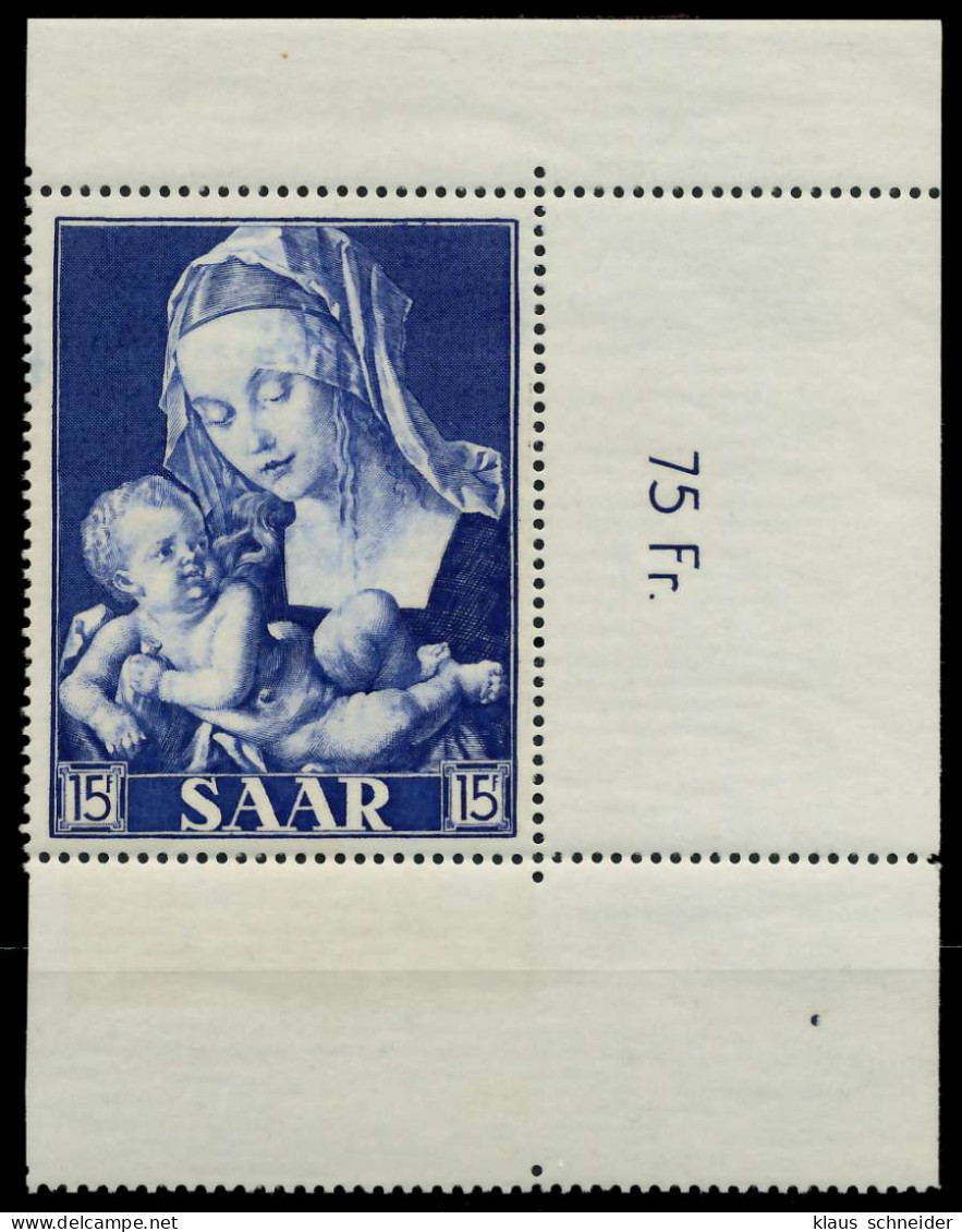SAARLAND 1954 Nr 353 Postfrisch ECKE-OLI X79DF5E - Ungebraucht
