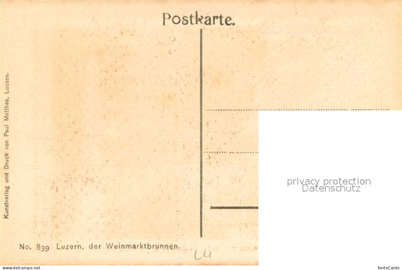 13738693 Luzern  LU Weinmarktbrunnen Zeichnung Kuenstlerkarte  - Autres & Non Classés