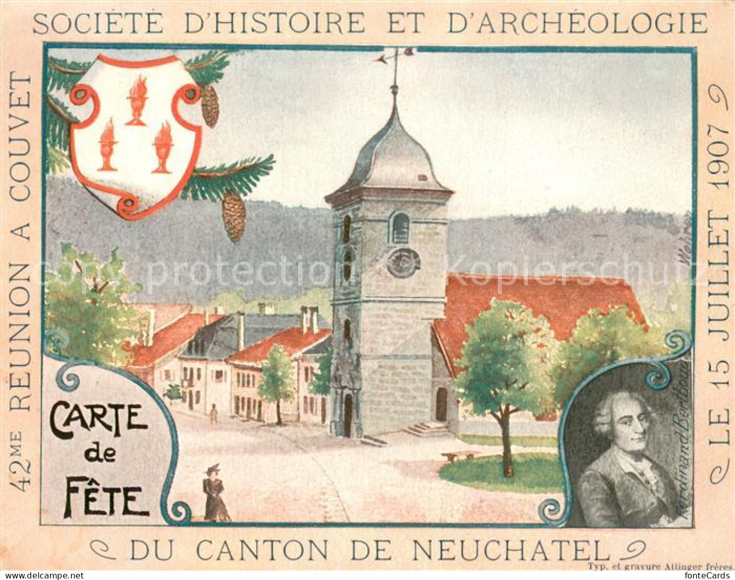 13738683 Neuchatel NE Societe D’Histoire Et D’Archeologie Carte De Fete 1907 Neu - Sonstige & Ohne Zuordnung