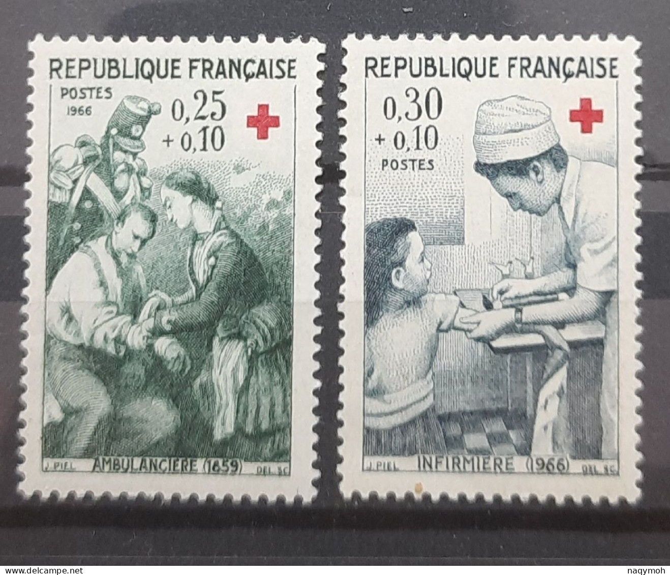 France Yvert 1508-1509** Année 1966 Paire Croix Rouge MNH. - Neufs