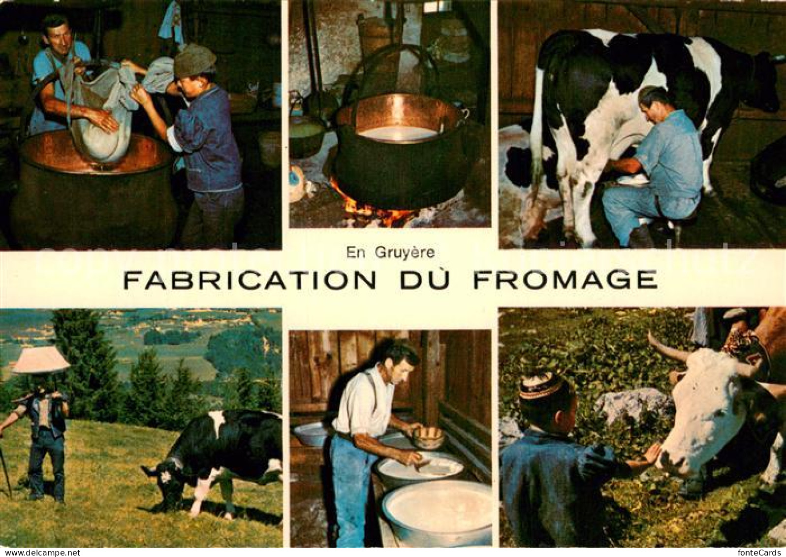 13738668 Gruyere Gruyeres FR Fabrication Du Fromage Vue Partielle  - Autres & Non Classés
