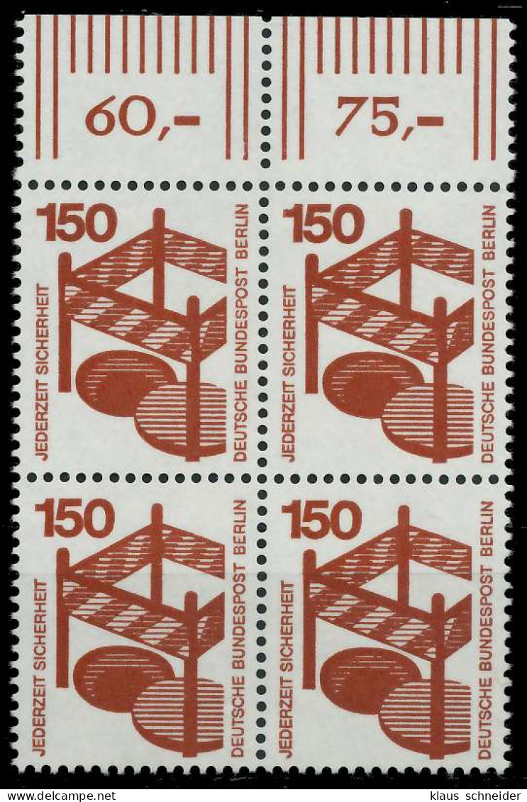 BERLIN DS UNFALLV Nr 411 Postfrisch VIERERBLOCK ORA X818EEA - Unused Stamps