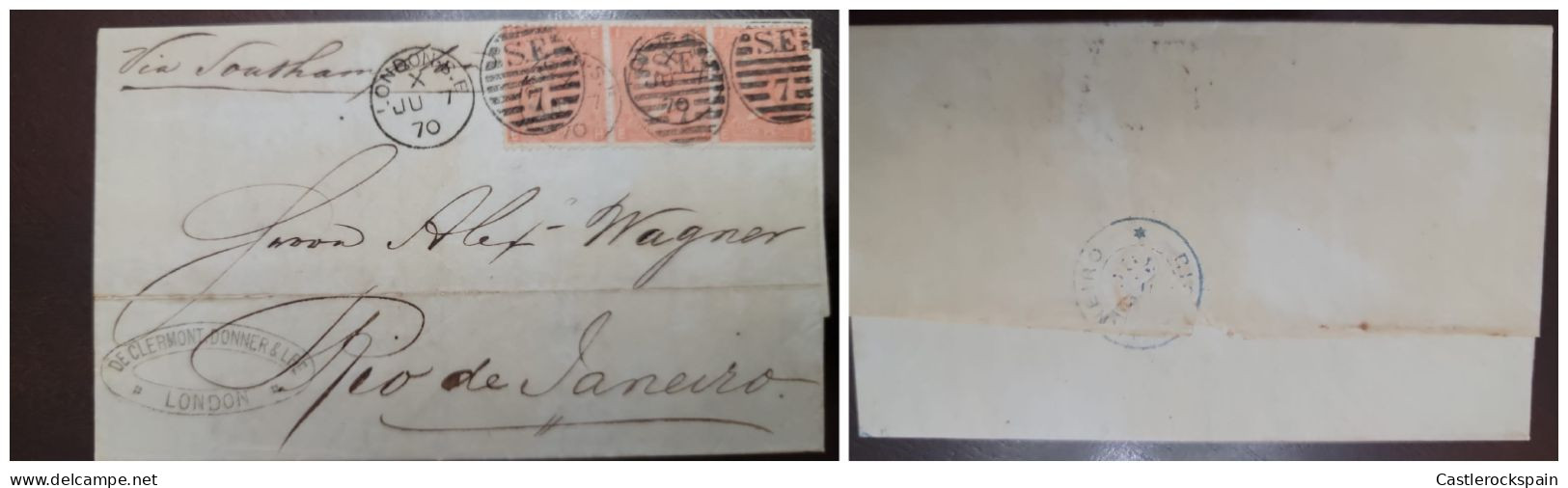 O) 1870 GREAT BRITAIN - LONDON S. E, DE CLERMONT DONNER, QUEEN VICTORIA 4p Vermilion, S.E. GRILL CANCELLATION, CIRCULATE - Other & Unclassified