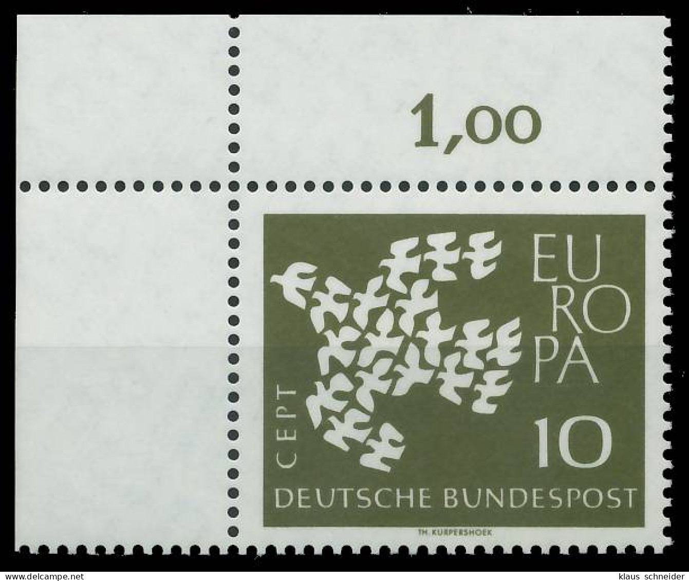 BRD BUND 1961 Nr 367xw Postfrisch ECKE-OLI X2F3886 - Nuevos