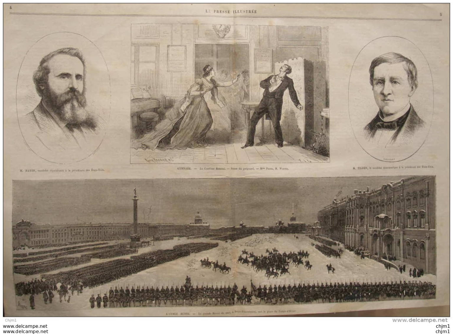 M. Hayes, Candidat Républicain - M. Tilden, Candidat Démocratique - Page Double Original 1876 - Historische Dokumente