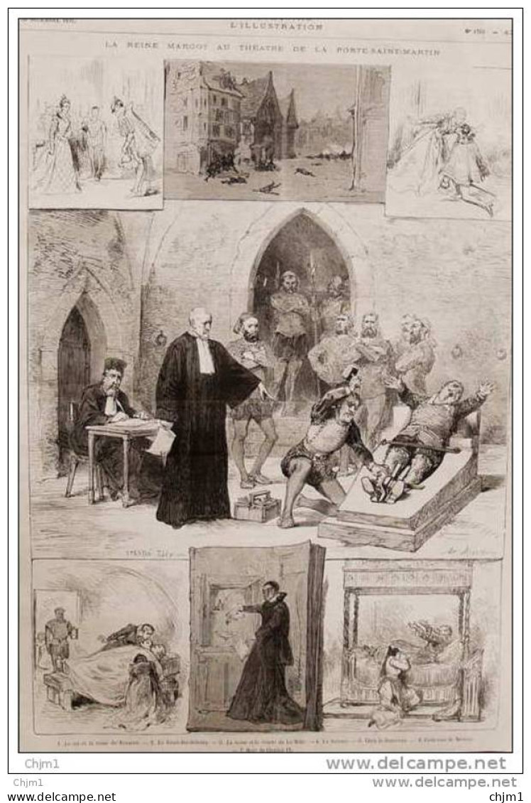 La Reine Margot Au Théâtre De La Porte-Saint-Martin -  Page Original 1876 - Historical Documents