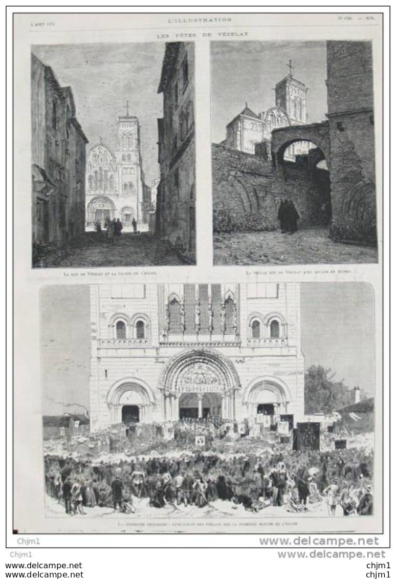 Les Fêtes De Vézelay - Marche De L&acute;église - Page Original  1876 - Documents Historiques