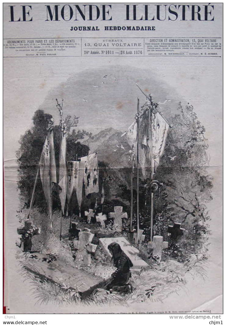 Les Balkans - Cimetière Près De Ratina (Serbe Méridionale) - Page Original 1876 - Documenti Storici