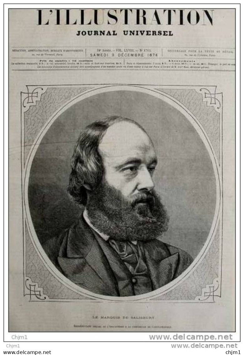 Le Marquis De Salisbury - Page Original  1876 - Historische Dokumente