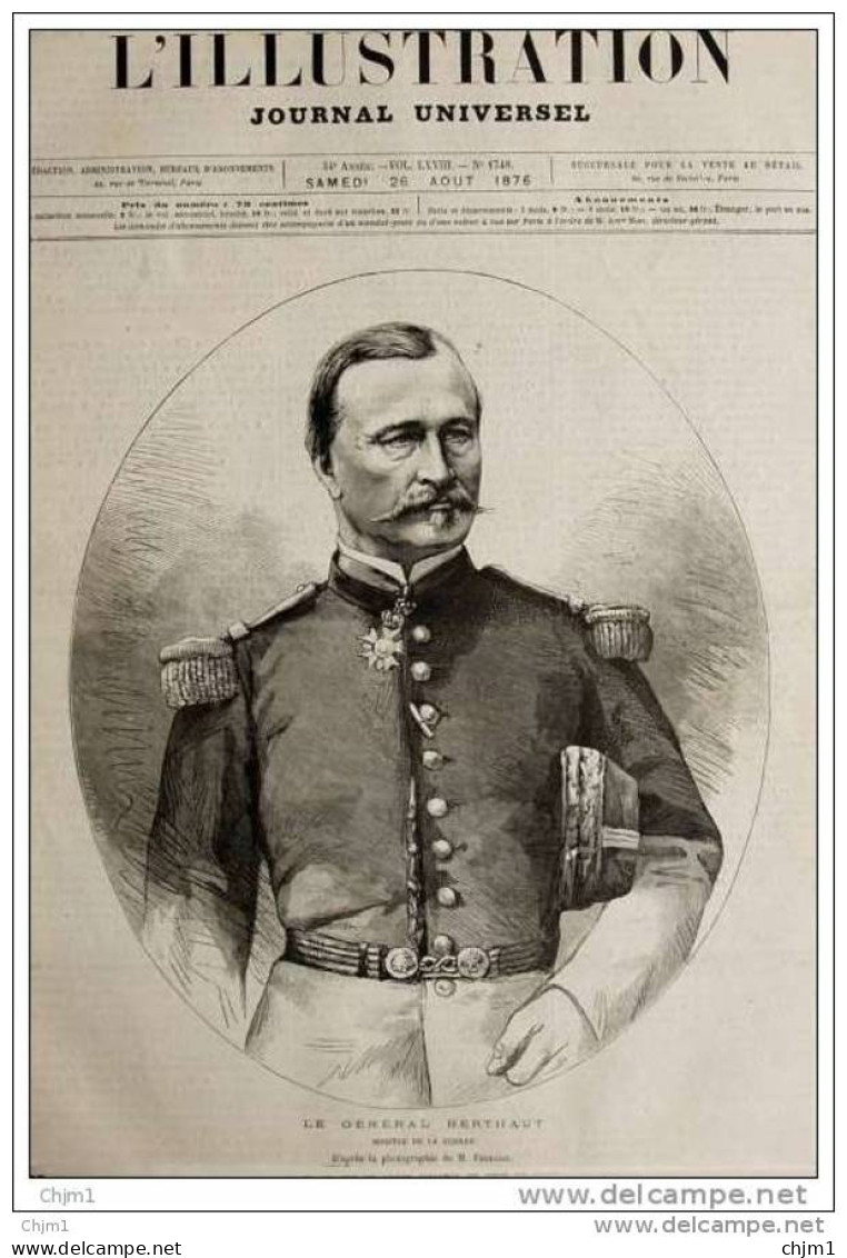 Le Général Berthaut - Ministre De La Guerre - Page Original - Alte Seite 1876 - Historische Dokumente