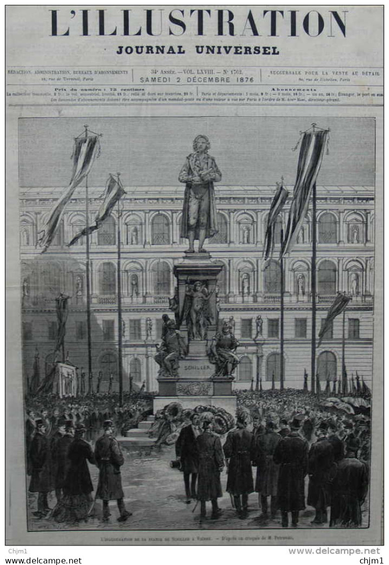 L'inauguration De La Statue De Schiller à Vienne - Schillerstatue - Page Original - 1876 - Historical Documents