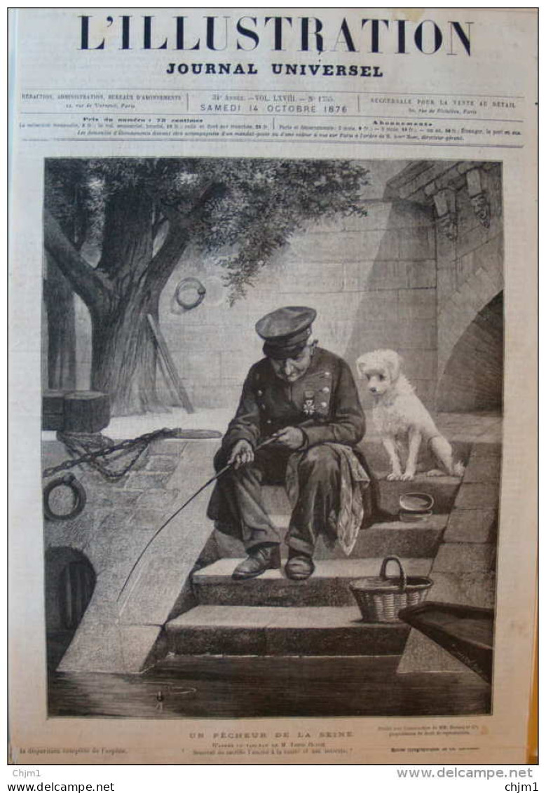 Un Pêcheur De La Seine - D'après Le Tableau De M. Louis Olivié  - Page Original 1876 - Historische Dokumente