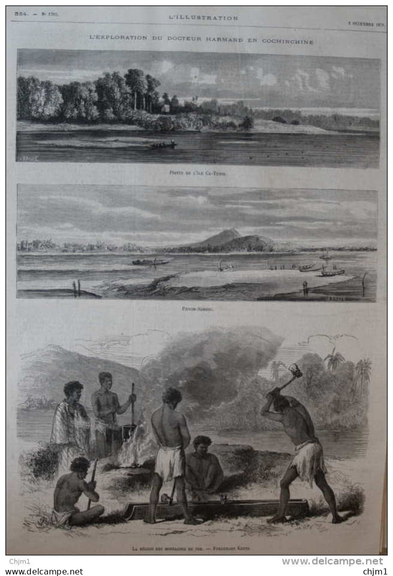 Exploration Du Docteur Harmand En Cochinchine - Phnom-Somboc - Pointe De L'ile De Ca-Tenok - Page Original 1876 - Historische Dokumente