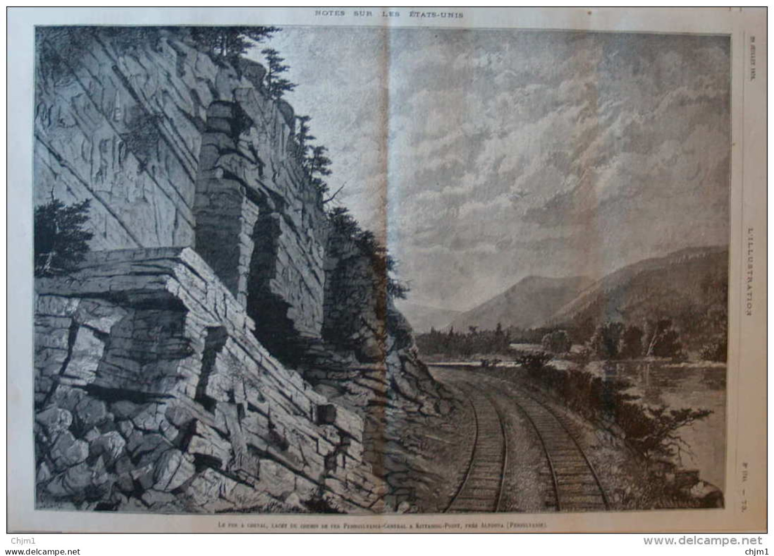 La Fer à Cheval, Lacet Du Chemin De Fer Pennsylvania-central Près Altoona (Pensylvanie) - Page Original 1876 - Documenti Storici