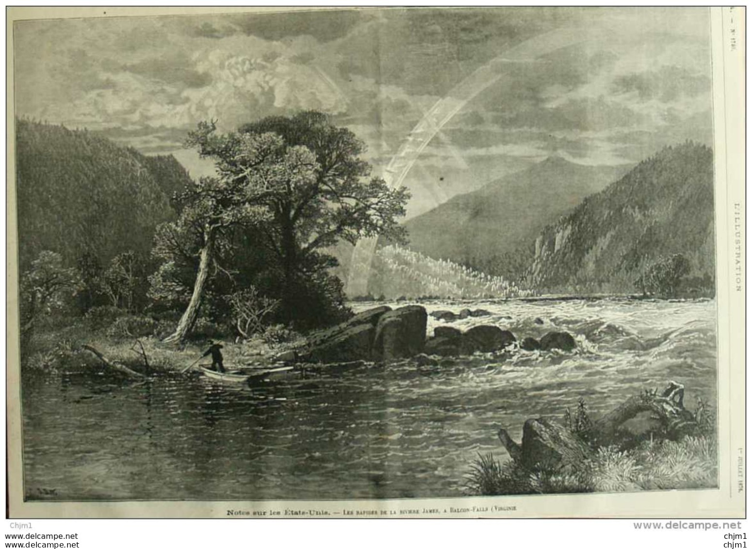 Les Rapides De La Rivière James, à Balcon Falls (Virginie) - Page Original 1876 - Documents Historiques