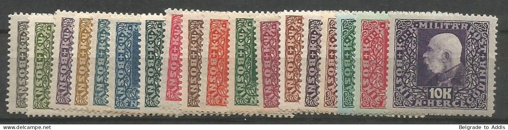 Bosnia Bosnien K.u.K. Austria Hungary Mi.99/116 Complete Set MH / * 1916 - Bosnie-Herzegovine