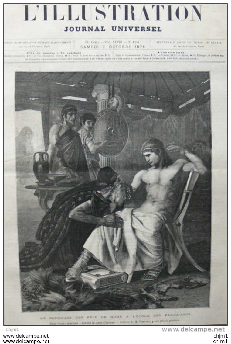 "Priam Venant Demander à Achille Le Corps D'Hector" - Tableau De M. Wencker - Page Original 1876 - Historical Documents