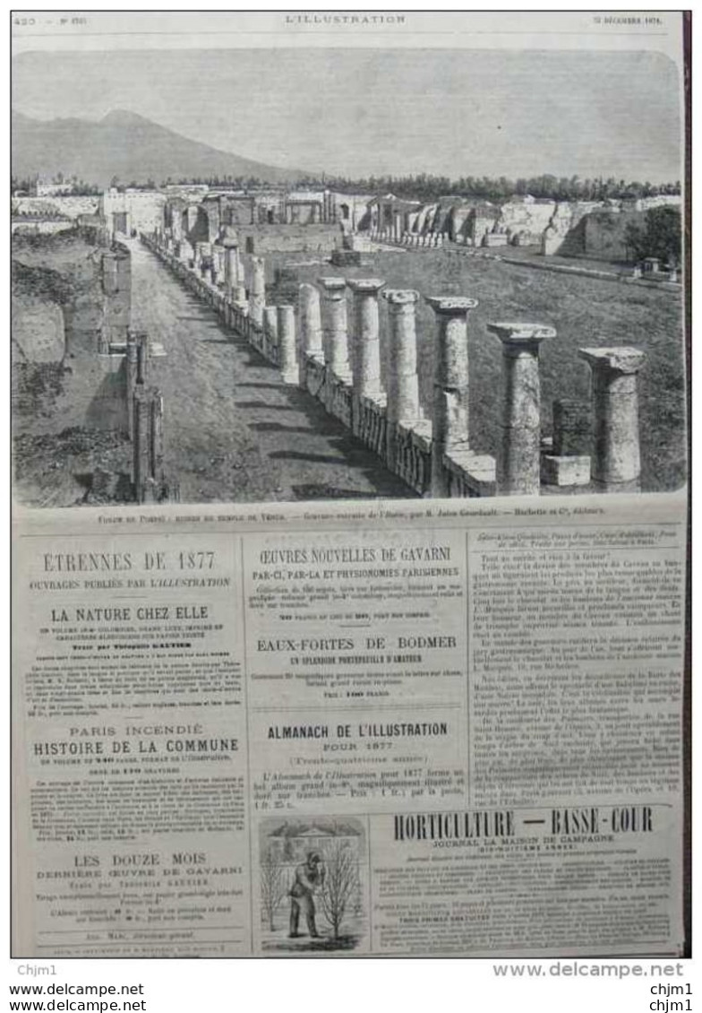 Forum De Pompei - Ruines Du Temple De Vénus - Page Original 1876 - Historical Documents