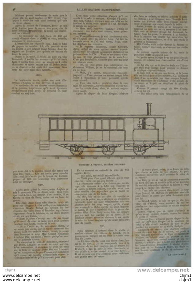 Voitures à Vapeur, Système Belpaire - Page Original 1876 - Documents Historiques