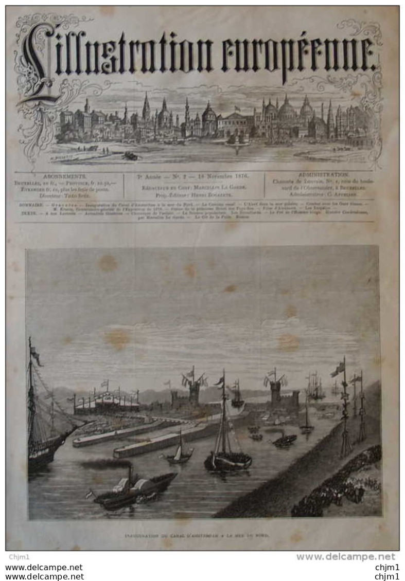 Inauguration Du Canal D'Amsterdam à La Mer Du Nord - Page Original 1876 - Historical Documents