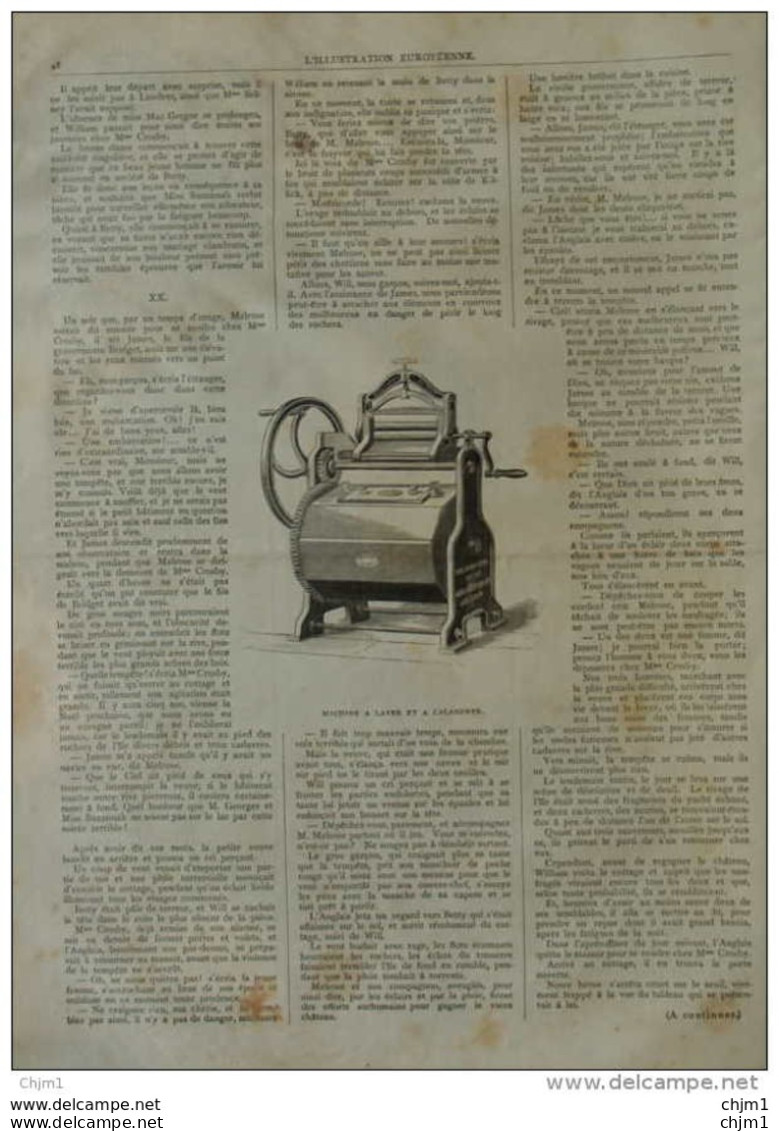 Machine à Laver Et A Calandrer - Page Original 1876 - Historische Dokumente